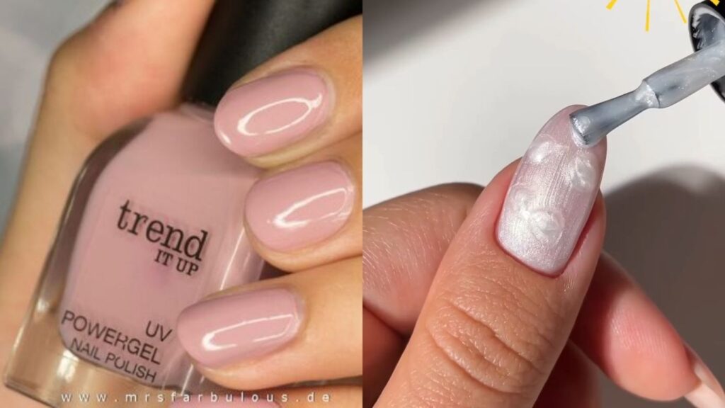 Applying top coat to seal professional manicure steps