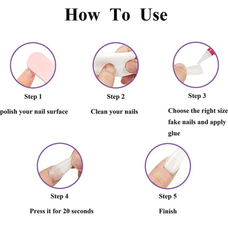 Steps for applying press-on nails