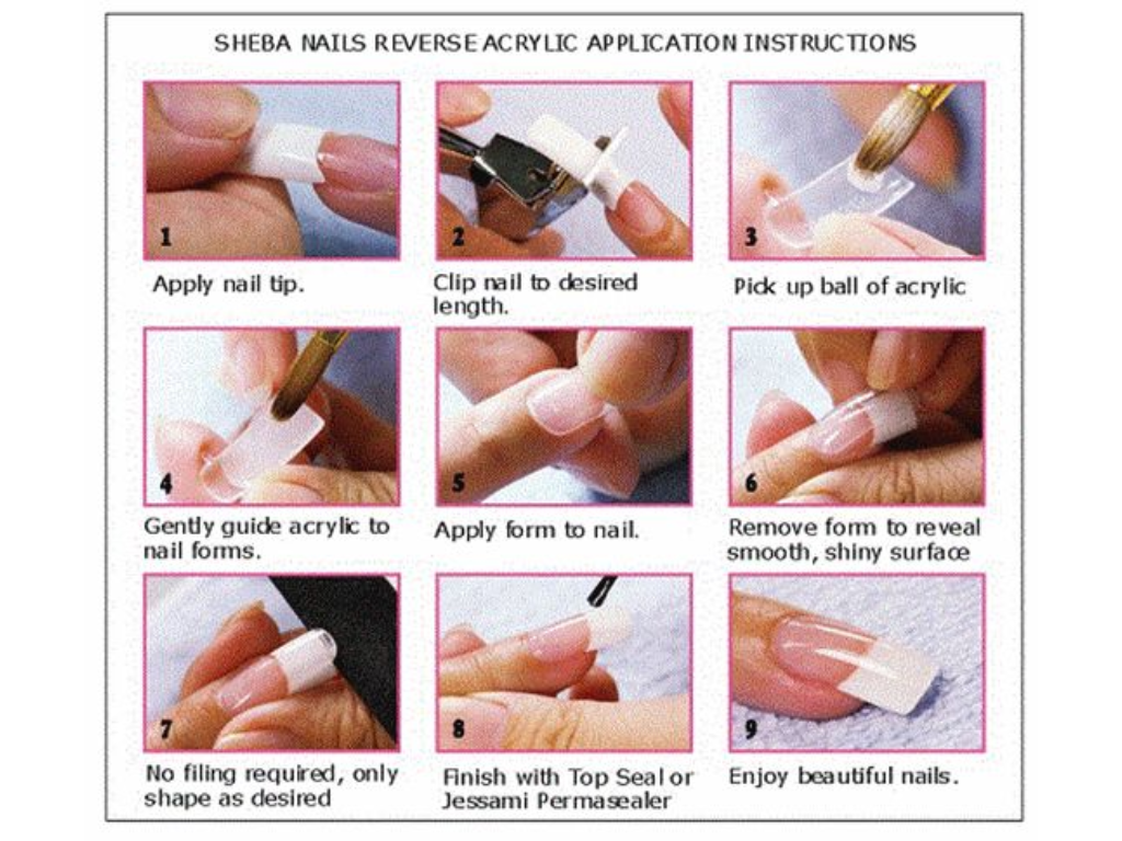 Steps for applying acrylic nails