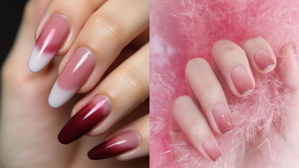 Multicolor gradient bridal nail designs for wedding day