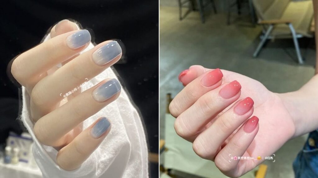 Pastel ombre short nail design for summer