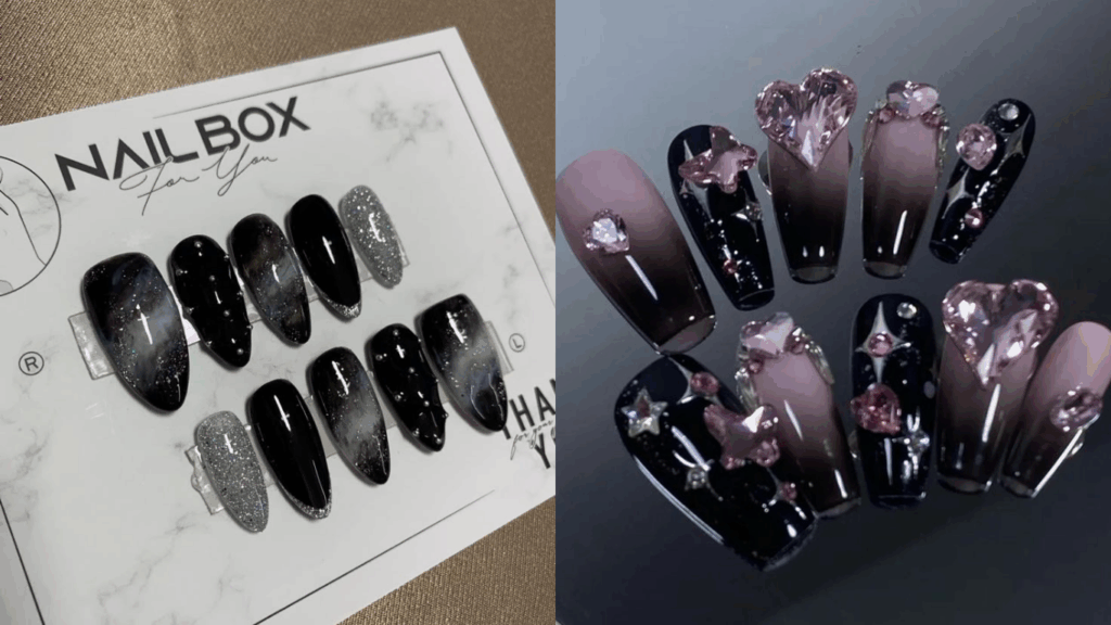 Black press-on nails