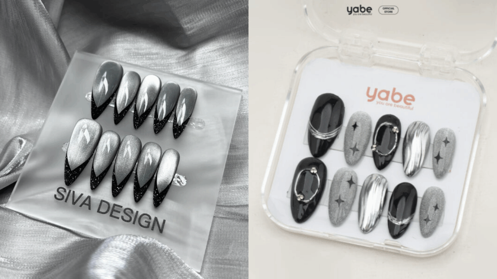 Silver chrome press-on nails