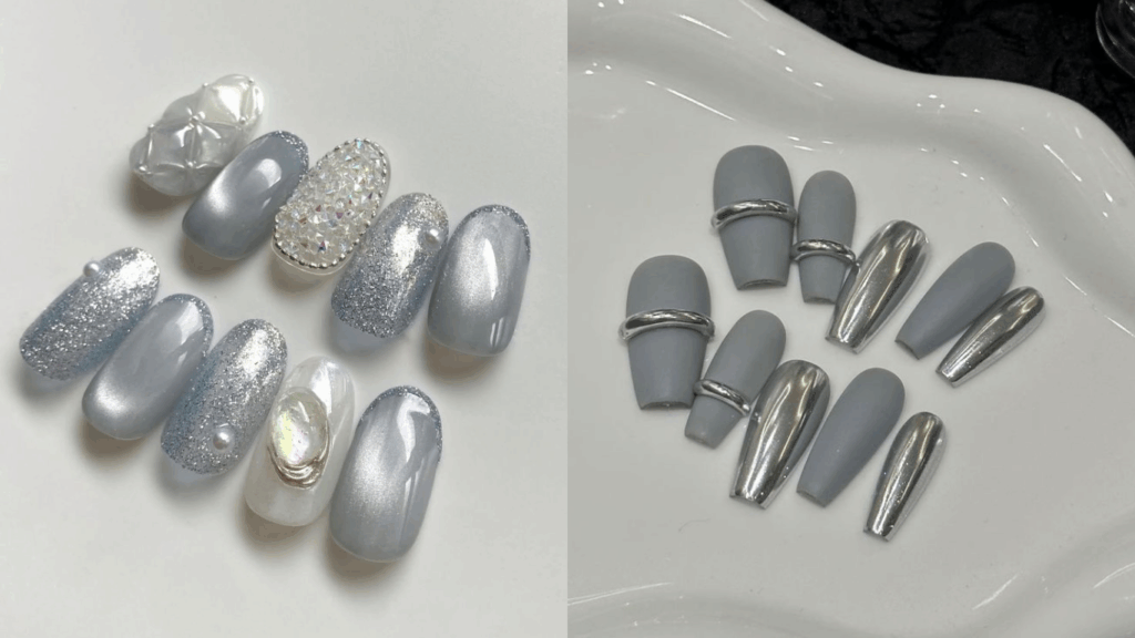 Silver Press-On Nails