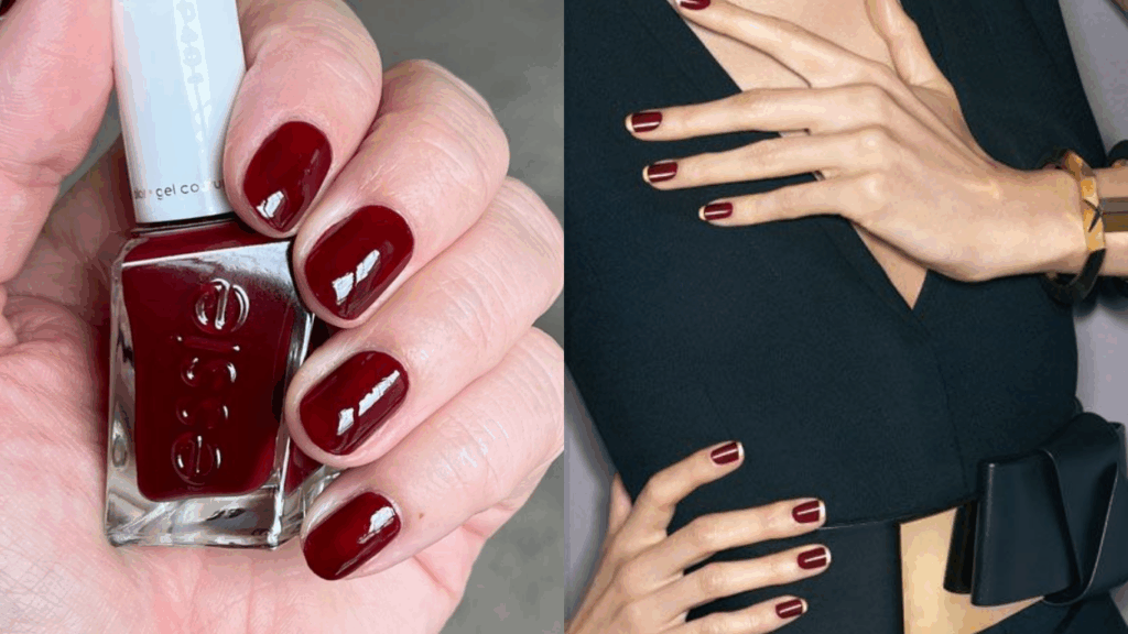 Wine red nail color for a party