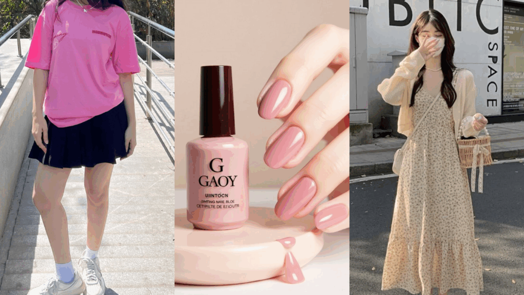 Outfit ideas with pastel pink nail polish