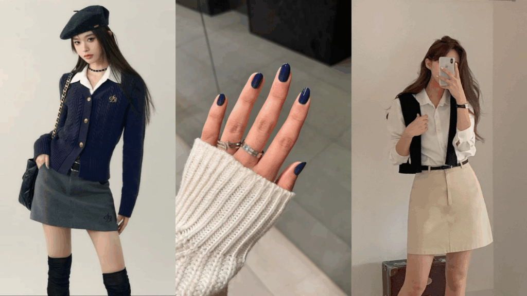 Outfit ideas with navy nail polish