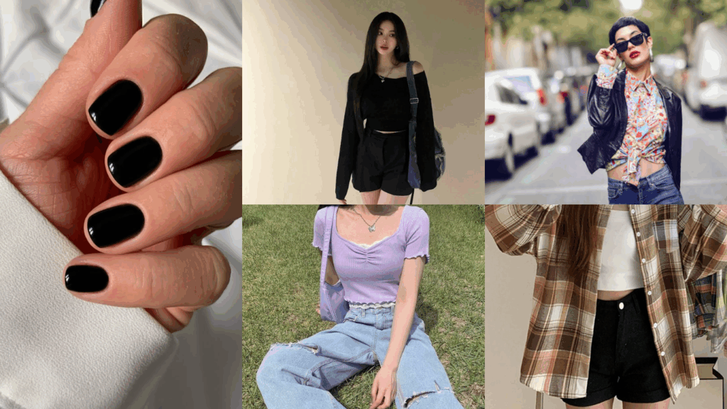 Outfit ideas with black nail polish
