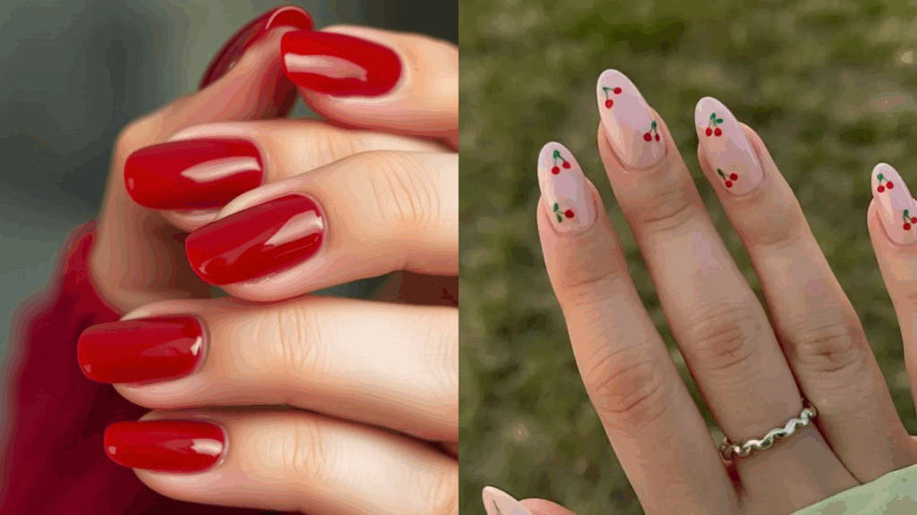 Cherry red nail color