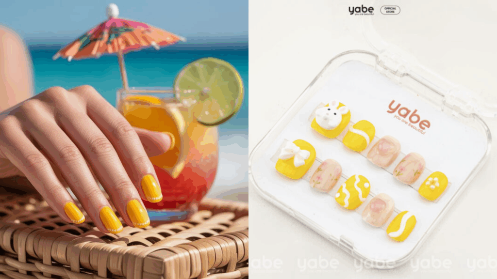 Lemon yellow nail color