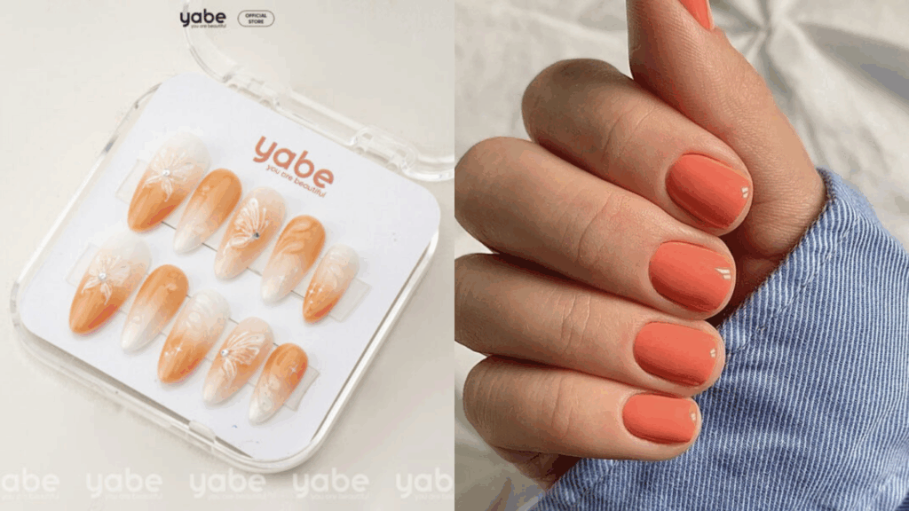 Coral orange nail color
