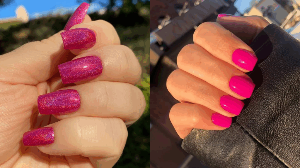 Fuchsia pink nail color