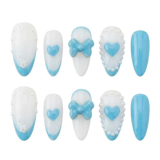 Press-on Nails Wholesale $6.90 Aqua Charm by Yabe Vietnam