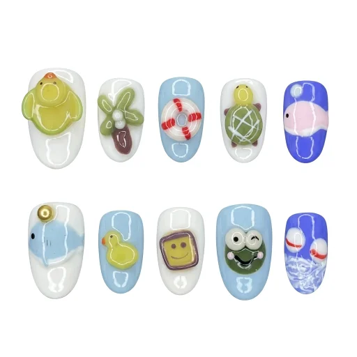 Press-on Nails Wholesale $11.90 Aqua Delight by Yabe Vietnam