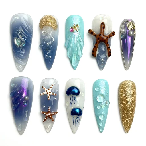 Press-on Nails Wholesale $14.90 Aqua Jewels by Yabe Vietnam