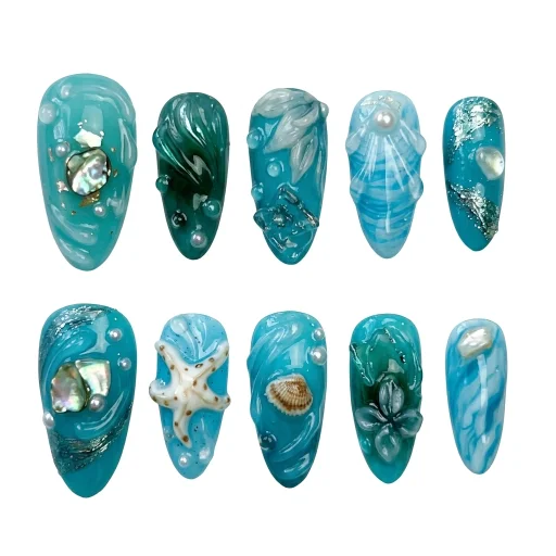 Press-on Nails Wholesale $14.90 Aqua Tide by Yabe Vietnam