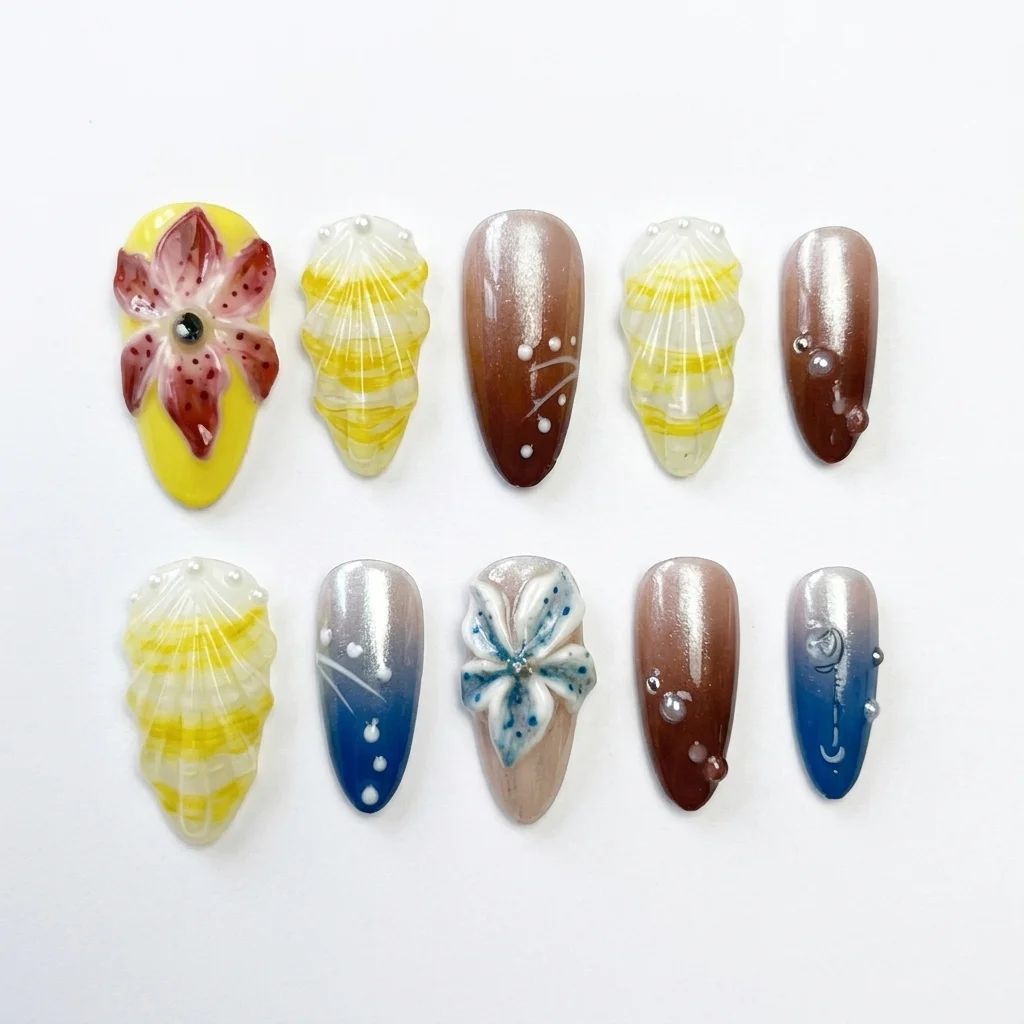 Press-on Nails Wholesale $11.90 Beach Blossom by Yabe Vietnam
