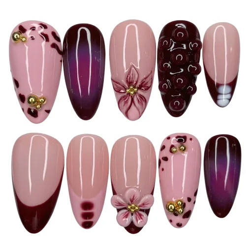 Press-on Nails Wholesale $14.90 Berry Blossom by Yabe Vietnam