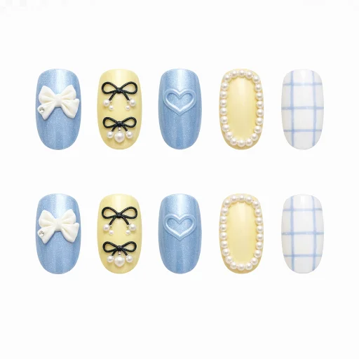 Press-on Nails Wholesale $6.90 Chic Pastel Glam by Yabe Vietnam
