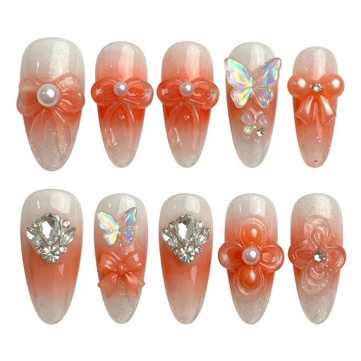 Press-on Nails Wholesale $11.90 Coral Elegance by Yabe Vietnam