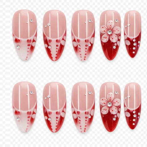 Press-on Nails Wholesale $14.90 Crimson Blossom by Yabe Vietnam