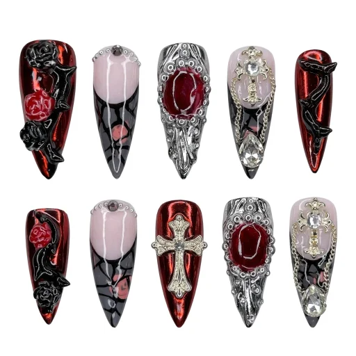 Press-on Nails Wholesale $14.90 Crimson Nocturne by Yabe Vietnam