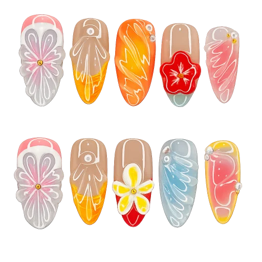 Press-on Nails Wholesale $11.90 Floral Splendor by Yabe Vietnam