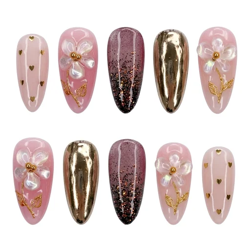 Press-on Nails Wholesale $11.90 Gilded Petals by Yabe Vietnam