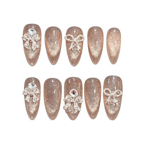 Press-on Nails Wholesale $3.90 Glamorous Bow by Yabe Vietnam