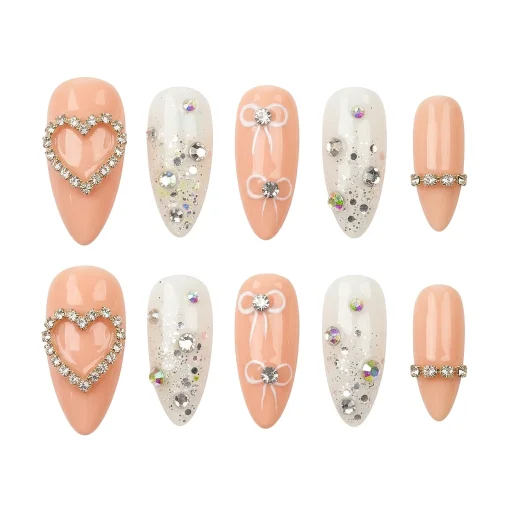 Press-on Nails Wholesale $6.90 Glamour Hearts by Yabe Vietnam