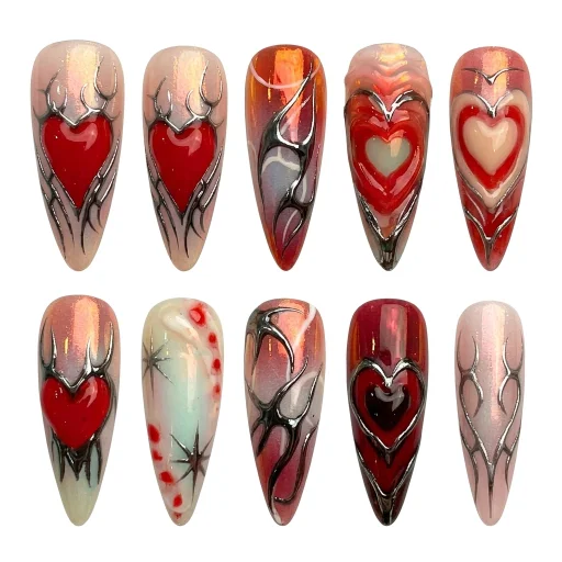 Press-on Nails Wholesale $14.90 Heart Blaze by Yabe Vietnam