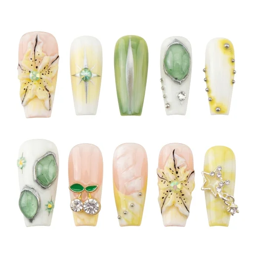 Press-on Nails Wholesale $14.90 Luxe Blossoms by Yabe Vietnam