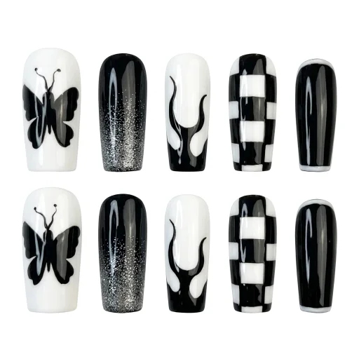 Press-on Nails Wholesale $6.90 Monochrome Magic by Yabe Vietnam