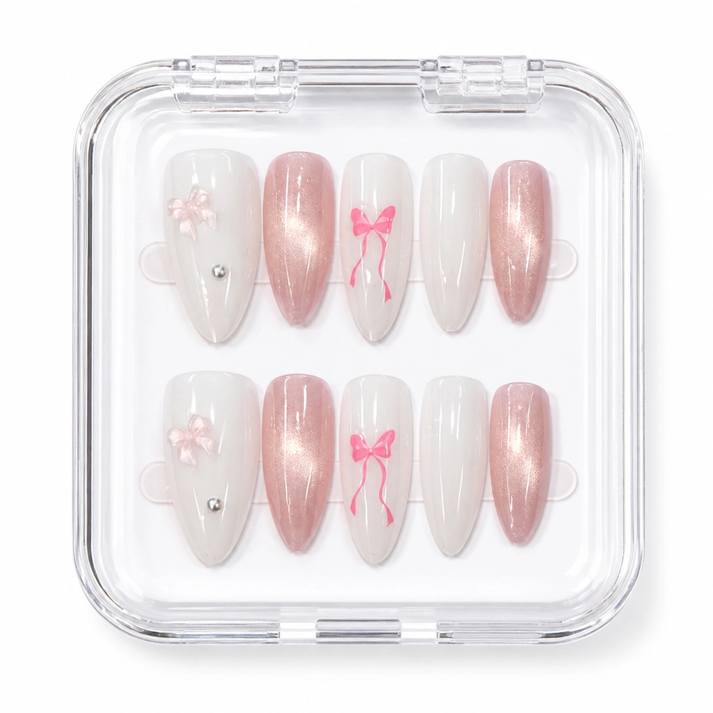 Press-on Nails Wholesale $3.90 Chic Bow Elegance by Yabe Vietnam