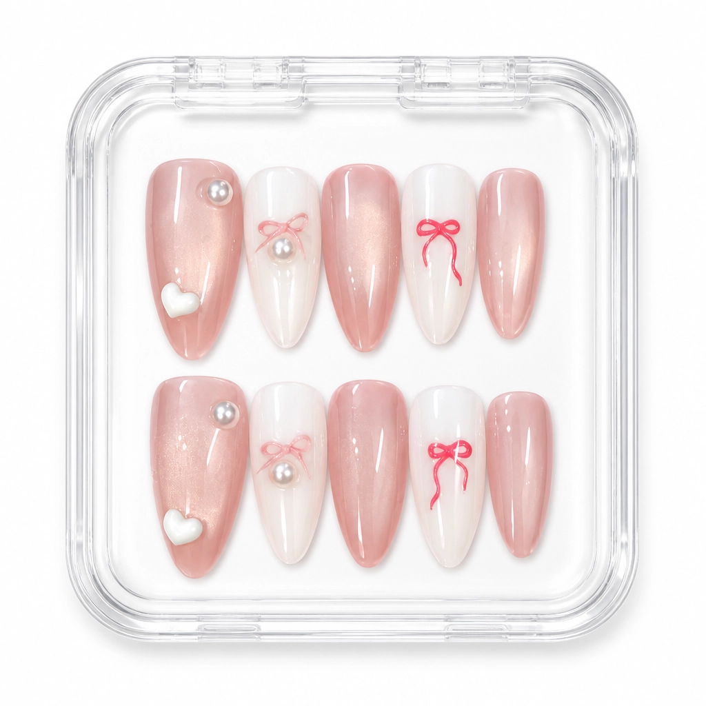 Press-on Nails Wholesale $3.90 Rose Sparkle by Yabe Vietnam
