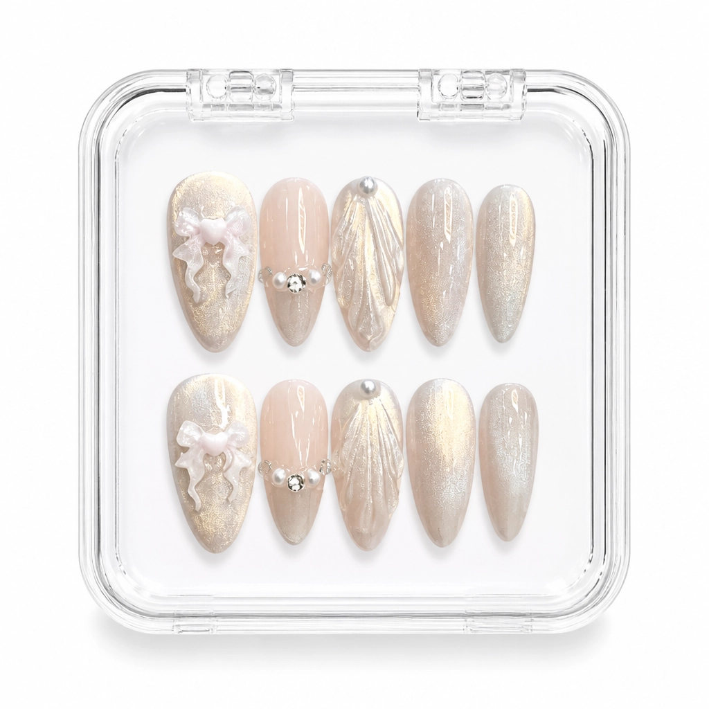 Press-on Nails Wholesale $3.90 Nude Champagne Sparkle by Yabe Vietnam