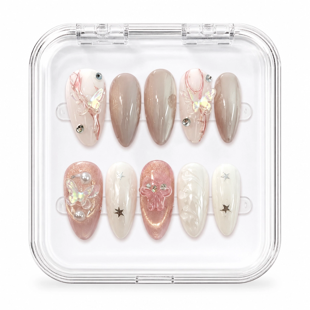 Press-on Nails Wholesale $3.90 Nude Rose Garden by Yabe Vietnam