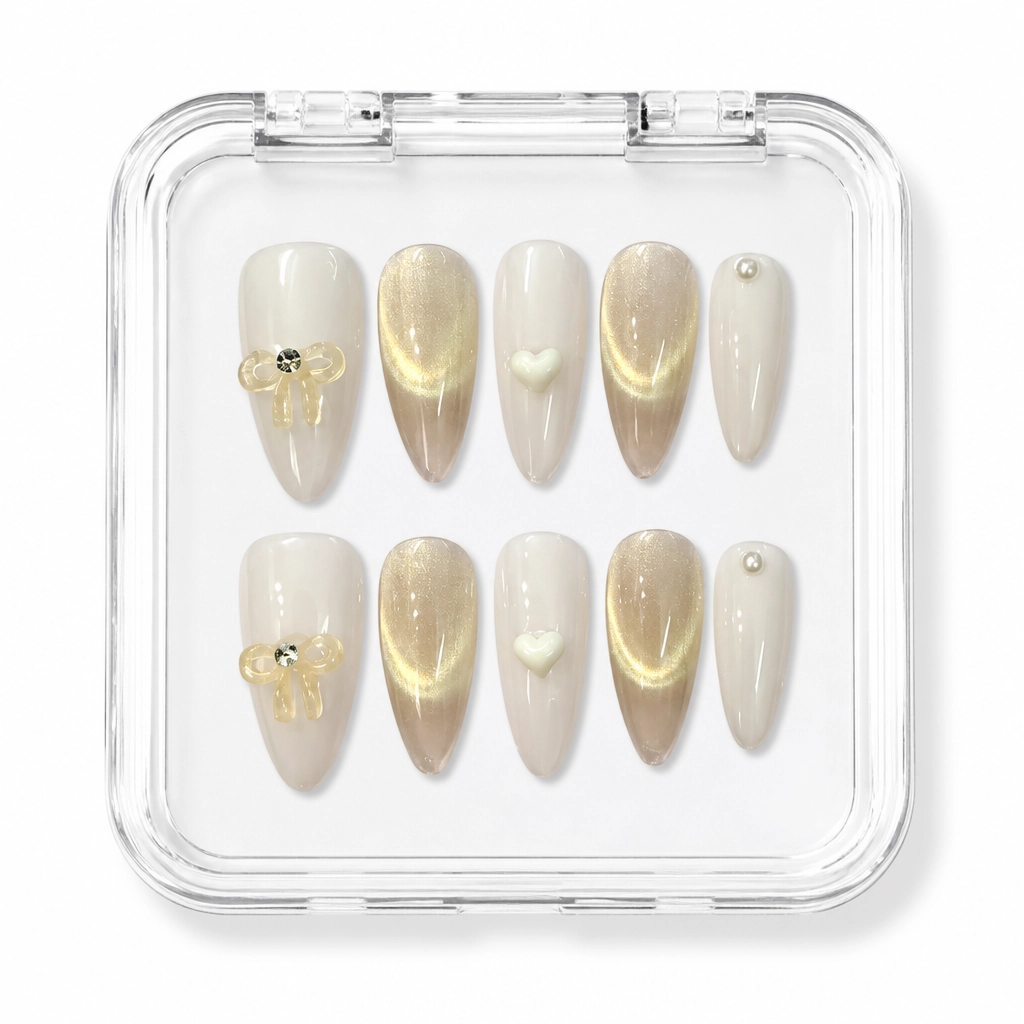 Press-on Nails Wholesale $3.90 Velvet Golden Elegance by Yabe Vietnam