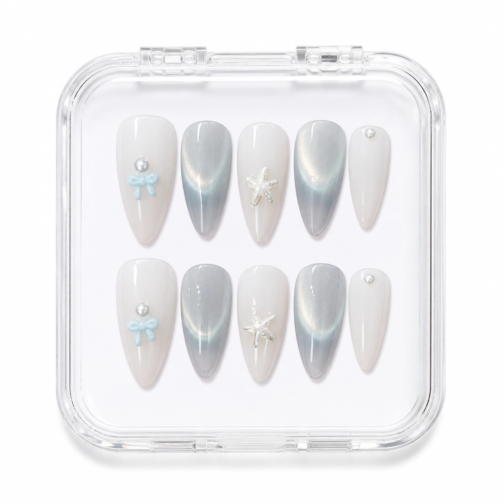 Press-on Nails Wholesale $3.90 Grey Stellar Shimmer by Yabe Vietnam
