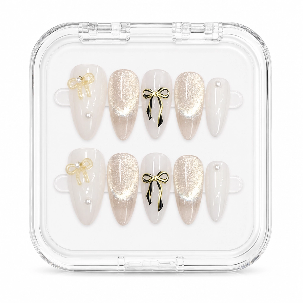 Press-on Nails Wholesale $3.90 Ethereal Bow Elegance by Yabe Vietnam