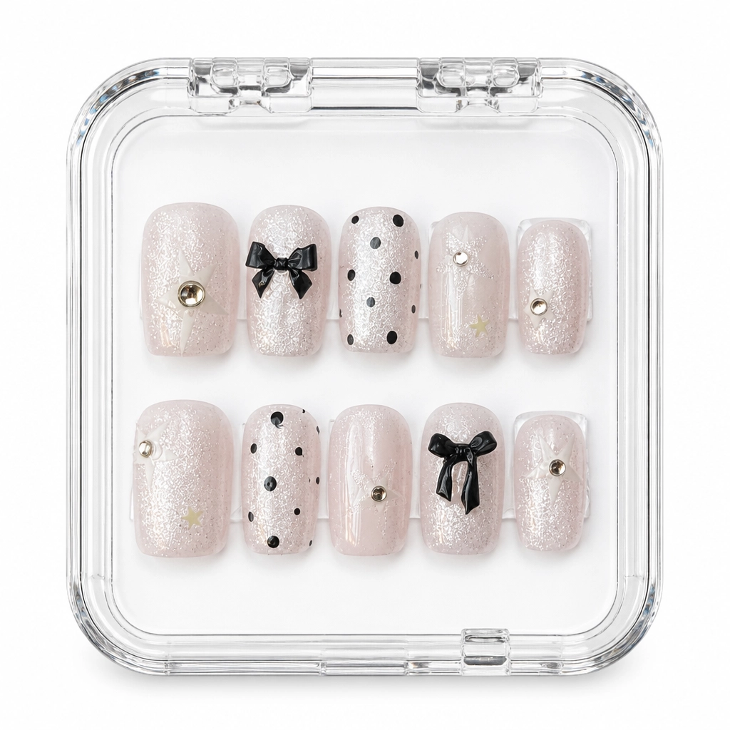 Press-on Nails Wholesale $3.90 Champagne Dots by Yabe Vietnam