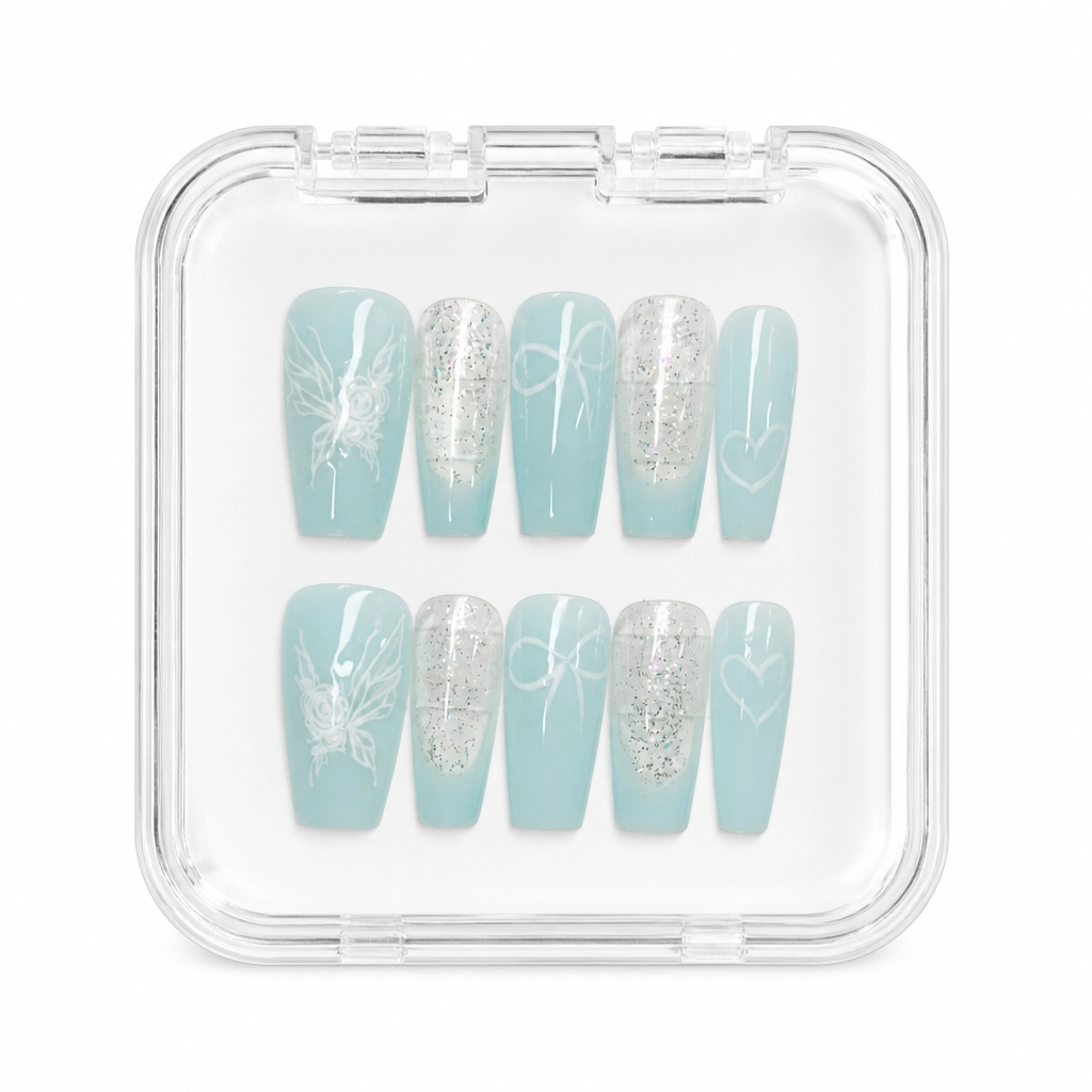Press-on Nails Wholesale $3.90 Mint Rose Serenity by Yabe Vietnam