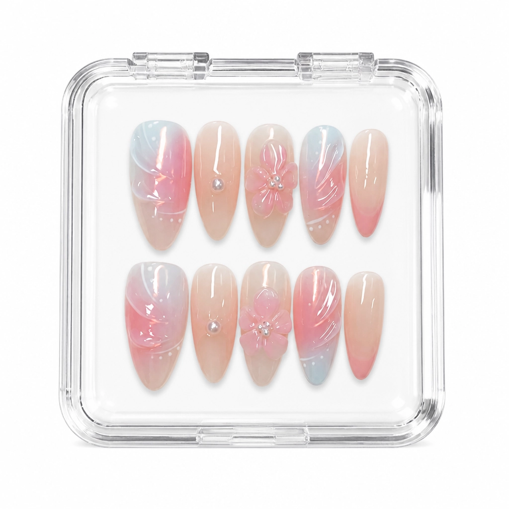 Press-on Nails Wholesale $3.90 Peach Blossom Glow by Yabe Vietnam