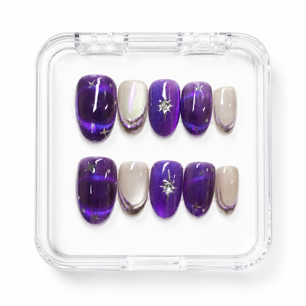 Press-on Nails Wholesale $3.90 Violet Galaxy by Yabe Vietnam