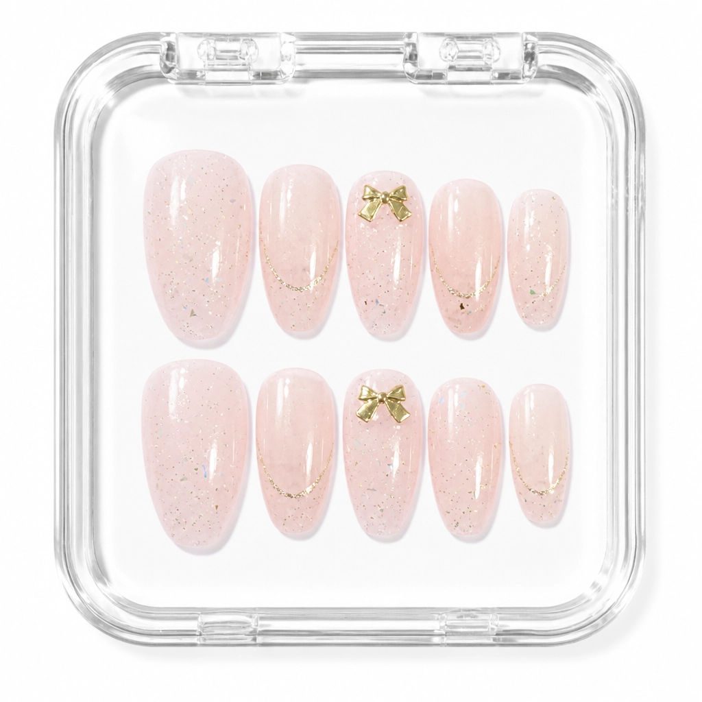 Press-on Nails Wholesale $3.90 Gilded Bow Bliss by Yabe Vietnam