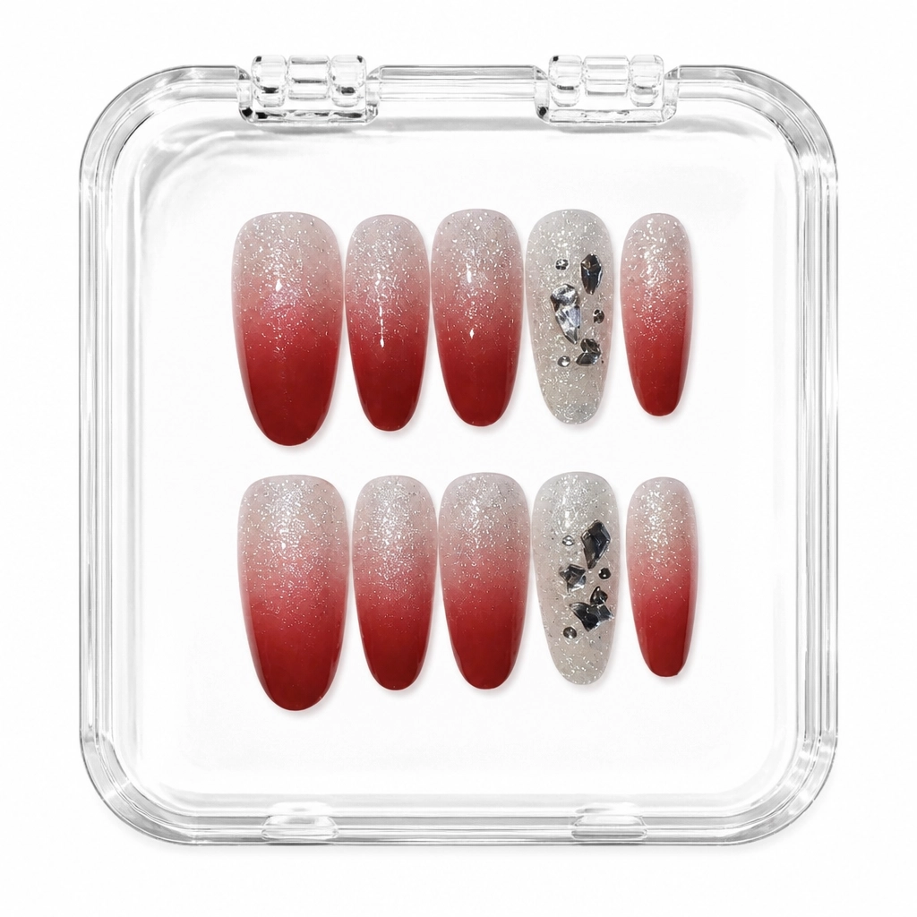 Press-on Nails Wholesale $3.90 Crimson Frost Luxe by Yabe Vietnam