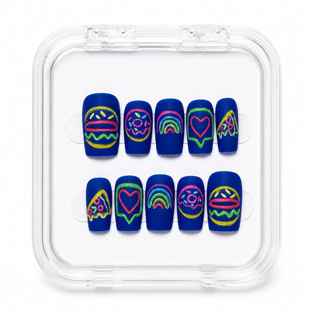 Press-on Nails Wholesale $6.90 Neon Heartbeat by Yabe Vietnam