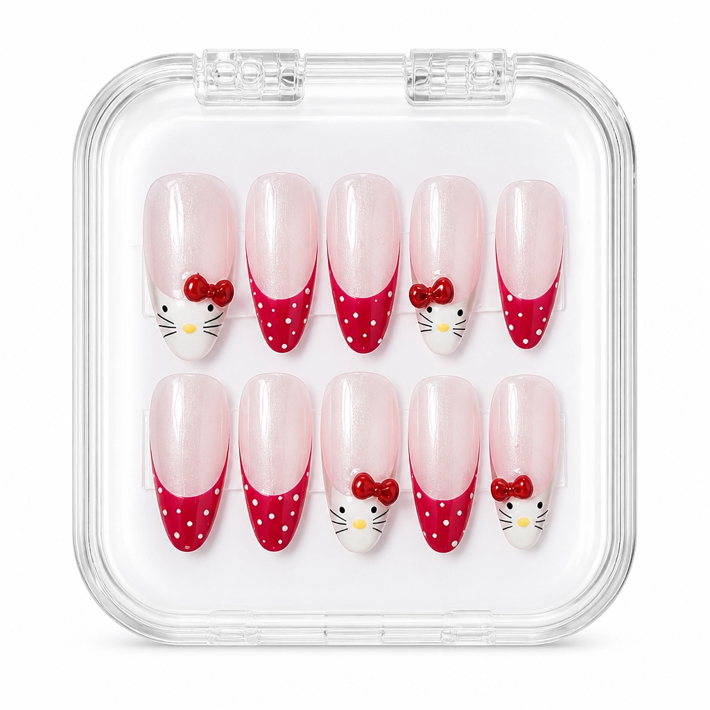 Press-on Nails Wholesale $6.90 Kawaii Kitty Charm by Yabe Vietnam