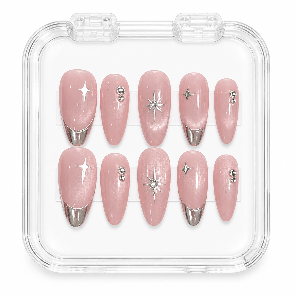 Press-on Nails Wholesale $6.90 Rose Stardust Glow by Yabe Vietnam
