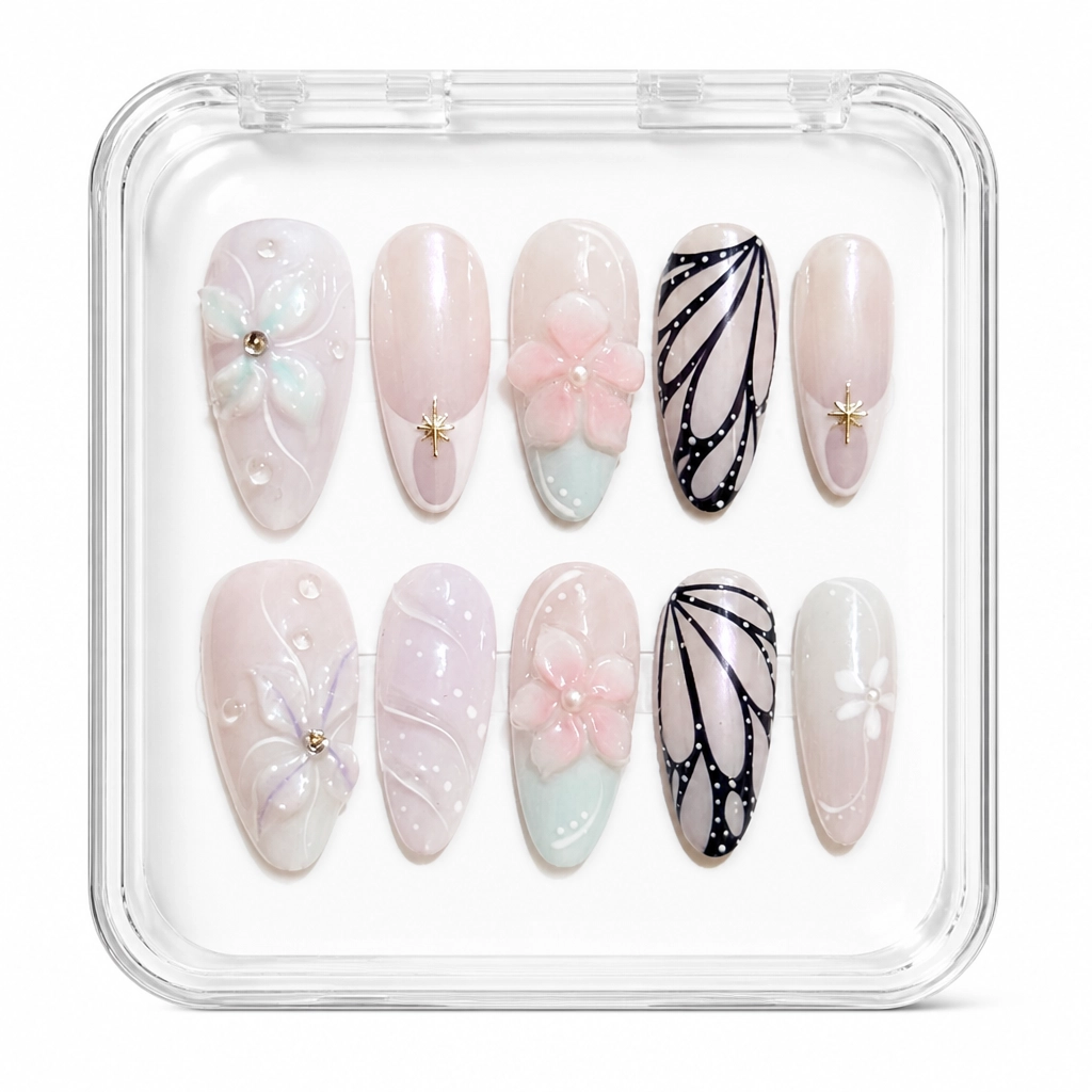 Press-on Nails Wholesale $6.90 Butterfly Bloom by Yabe Vietnam